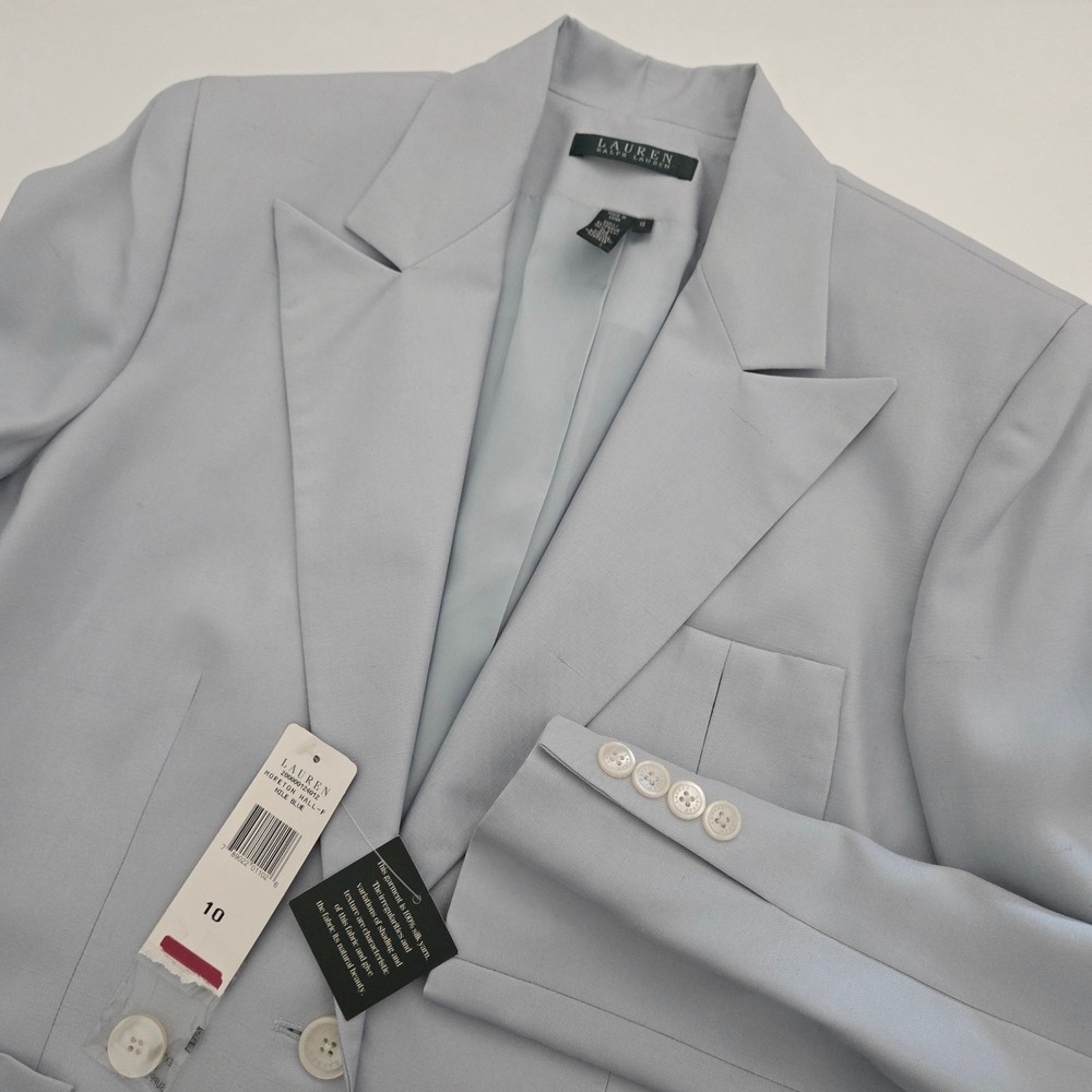 NEW Lauren Ralph Lauren Blazer Blue 100% Silk Moreton Hall-F‎ Womens 10